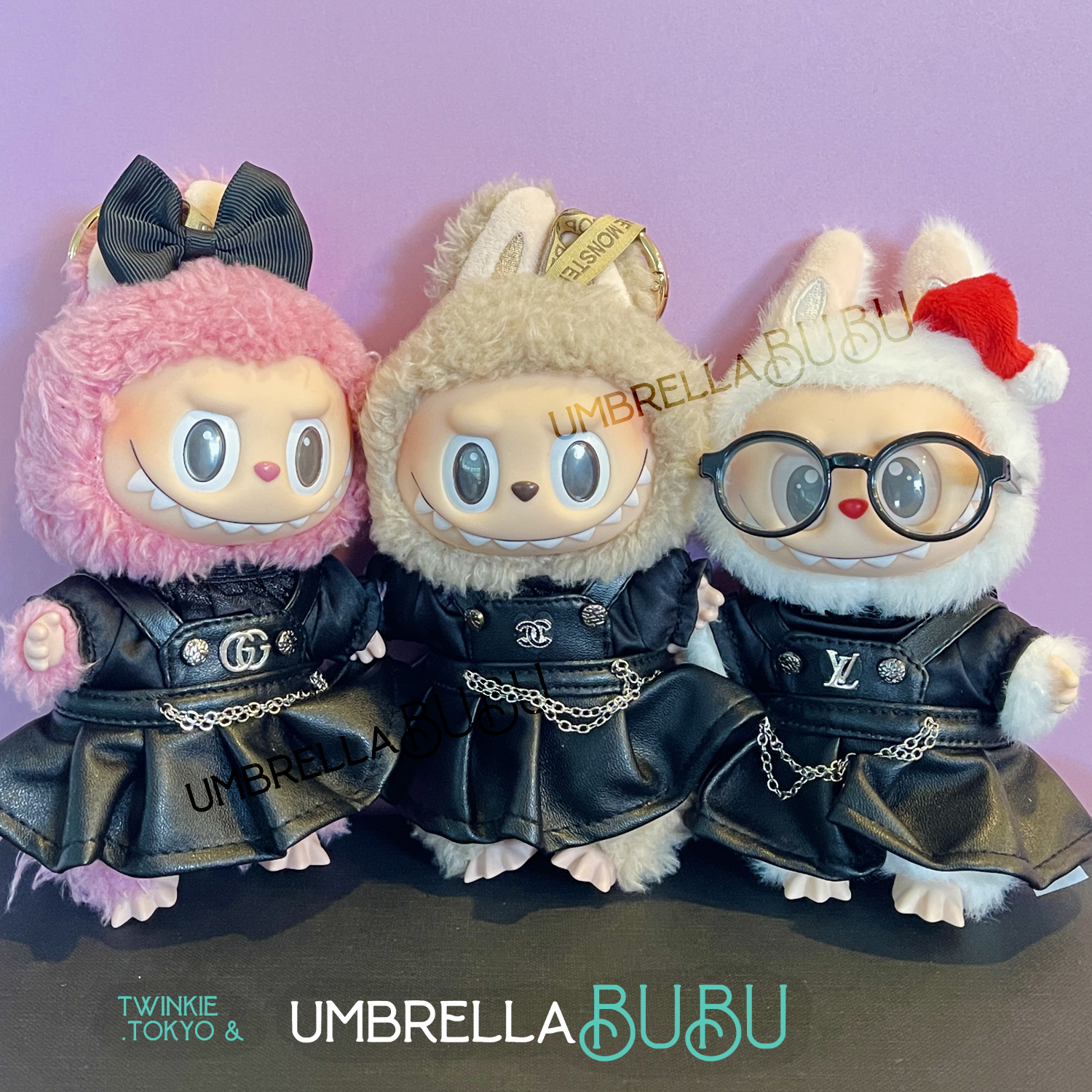 Labubu Doll 3-Pcs Set Faux Leather Dress Outfit — Twinkie.Tokyo
